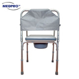 MEDPRO™ Silver Aluminium Stationary Toilet Commode Chair With PVC Seat Cushion