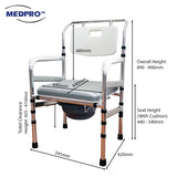 MEDPRO™ NEW Foldable Aluminium Stationary Toilet Commode