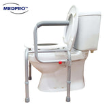 MEDPRO™ Aluminium Stationary Toilet Commode Chair with Elevated Hand Rails, Adjustable Height & Anti-slip Foot Base - MEDPRO™ Medical Supplies