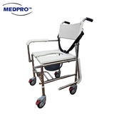 MEDPRO™ Stainless Steel Deluxe U-Shape Height Adjustable Mobile Commode Chair