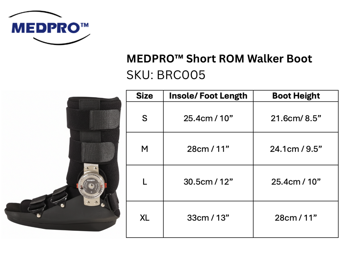 MEDPRO™ Short ROM Walker Boots for Ankle Fracture, Post-operative use following Achilles tendon etc