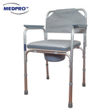 MEDPRO™ Silver Aluminium Stationary Toilet Commode Chair With PVC Seat Cushion