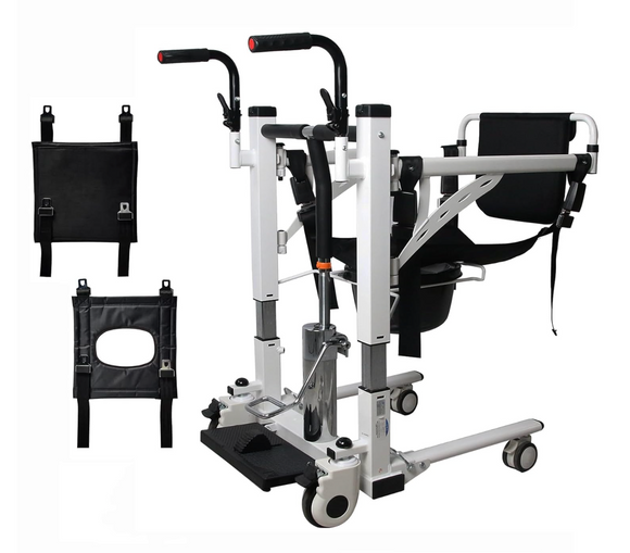 MEDPRO Car Transfer -Hydraulic Patient Transfer Chair with Backrest and Commode Hoist