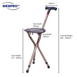 [NEW!] MEDPRO™ Foldable Seat Cane with FM Radio, Night Light, Emergency Alarm & Adjustable Height Seat