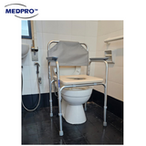 MEDPRO™ Silver Aluminium Stationary Toilet Commode Chair With PVC Seat Cushion