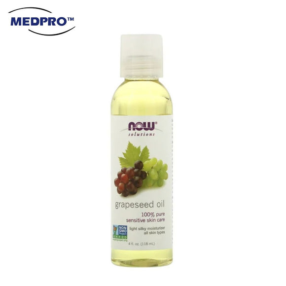 [EXP: 05/2026] NOW Foods, Solutions, Grapeseed Oil, 118ml [Natural Moisturizer for Skin]