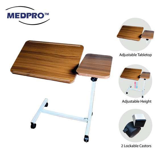 MEDPRO™ NEW Multi-Functional Overbed Table with 2 Separable, 1 Adjustable Angle Board & Adjustable Height