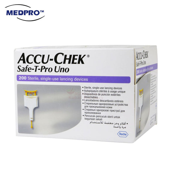 [Exp:08/2026] ACCU CHEK Safe T-Pro Uno Single Use Lancet Device (200pcs/Box)