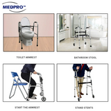 Foldable Walking Frame with Platform Crutch and 5" Front Wheels