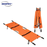 MEDPRO™ Stainless Steel Emergency Rescue Folding Stretcher (Orange, With 2 Wheels)