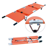 MEDPRO™ Stainless Steel Emergency Rescue Folding Stretcher (Orange, With 2 Wheels)