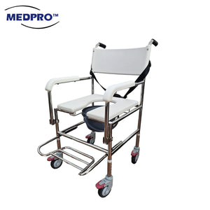 Deluxe U-Shape Height Adjustable Stainless Steel Mobile Commode