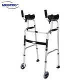 Foldable Walking Frame with Platform Crutch and 5" Front Wheels