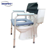 Aluminium Stationary Toilet Commode Chair With PVC Seat Cushion