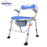 Foldable Stationary Toilet Commode Chair with Flip Up Armrest