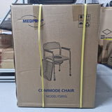 MEDPRO™ Silver Aluminium Stationary Toilet Commode Chair With PVC Seat Cushion