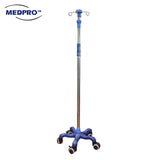 Portable IV Infusion Drip Stand with 5 Castor Wheels & 3 Brakes