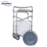 Anti-Rust Aluminium Alloy Foldable, Portable & Adjustable Mobile Commode Chair with 4 Wheels & 4 Brakes / Locks
