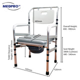 MEDPRO™ NEW Foldable Aluminium Stationary Toilet Commode