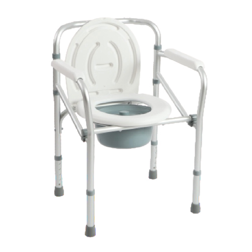 MEDPRO™ Foldable Round Seat Cover Aluminium Stationary Toilet Commode