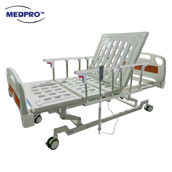 MEDPRO Electric 3 Functions Low Bed with 4 Side Rails & Backup Battery Pack (Upgraded Bed Base)