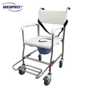 MEDPRO™ Stainless Steel Deluxe Mobile Toilet Commode Chair