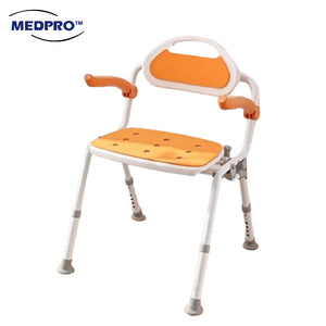 Foldable Toilet Shower Chair with Flip-up Armrest