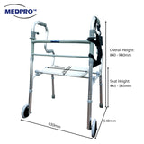 MEDPRO™ NEW Style Foldable Walking Frame / Rollator Walker + Wide Chair Seat with Adjustable Height Full Set[Fall Prevention for Elderly]