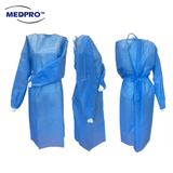 (1BAG,10pcs) Non-Sterile Isolation Gown with White Cuff (Blue), 45g, 120cm x 140cm