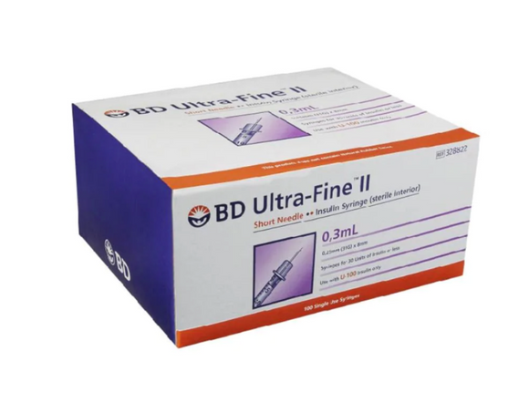 BD Ultra-Fine™ Insulin Syringe 0.3ml (30 units of insulin or less) 10pcs or 100pcs