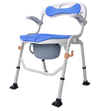 Foldable Stationary Toilet Commode Chair with Flip Up Armrest