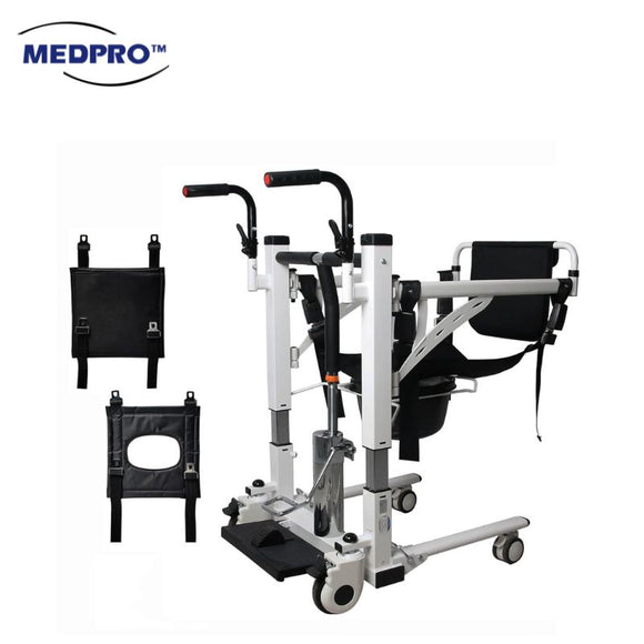 MEDPRO Car Transfer -Hydraulic Patient Transfer Chair with Backrest and Commode Hoist