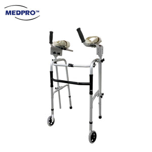 Foldable Walking Frame with Platform Crutch and 3" Front Wheels