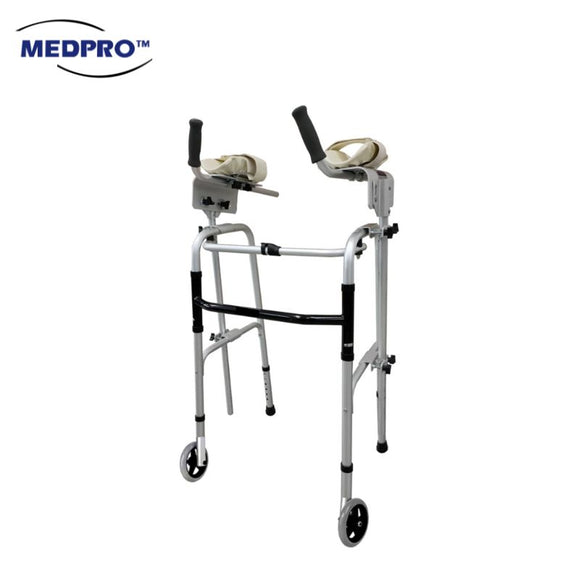 Foldable Walking Frame with Platform Crutch and 3