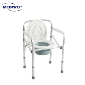 MEDPRO™ Foldable Round Seat Cover Aluminium Stationary Toilet Commode