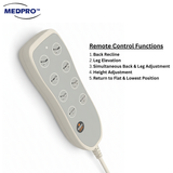 MEDPRO Electric 3 Functions Low Bed with 4 Side Rails & Backup Battery Pack (Upgraded Bed Base)