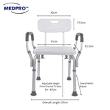 Toilet Shower Chair with Removable Backrest, Handle & Adjustable Height Legs