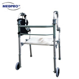MEDPRO™ NEW Style Foldable Walking Frame / Rollator Walker + Wide Chair Seat with Adjustable Height Full Set[Fall Prevention for Elderly]
