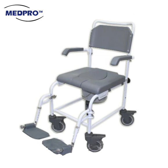 Deluxe Padded Mobile Toilet Commode Chair