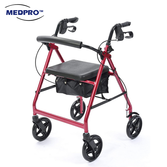 MEDPRO™ 4-Wheels Rollator in Black/Red
