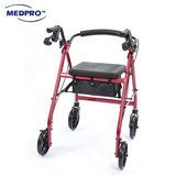 MEDPRO™ 4-Wheels Rollator in Black/Red