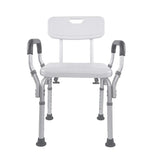Toilet Shower Chair with Removable Backrest, Handle & Adjustable Height Legs