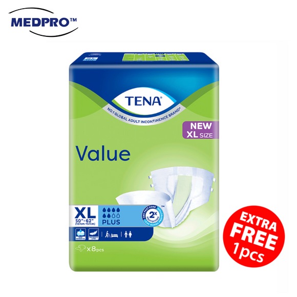 TENA Value Adult Diapers Size XL 8pcs + 1pc FREE