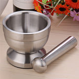 304 Stainless Steel Mortar & Pestle with Cover | Medicine Crusher & Grinder